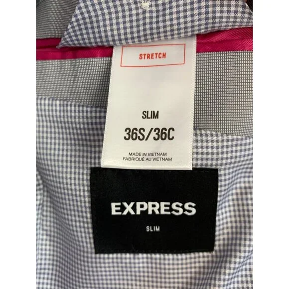 Express Slim Stretch Blazer Jacket Light Gray Slim Fit Size 36S New $228